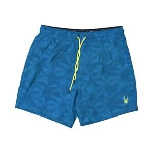 Spyder Men's XL Blue Geometric Polyester Swim Trunks Drawstring